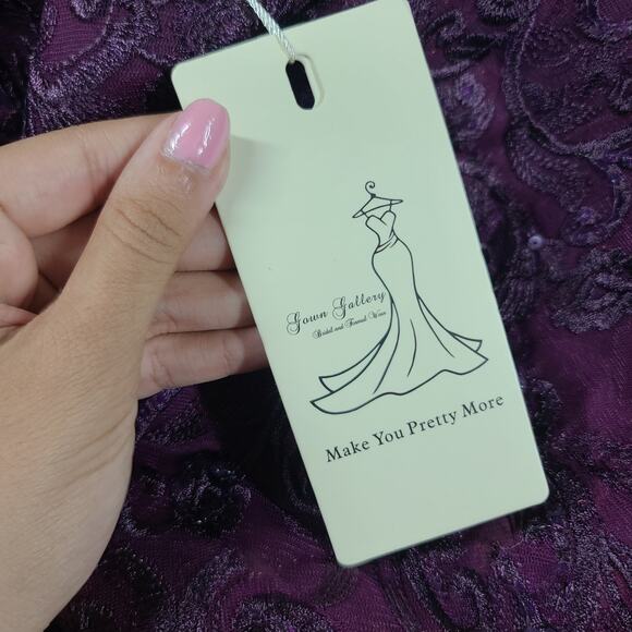 Mother of the Bride Asymmetrical formal Gown Embroidered floral bodice Size 16W - Picture 12 of 16